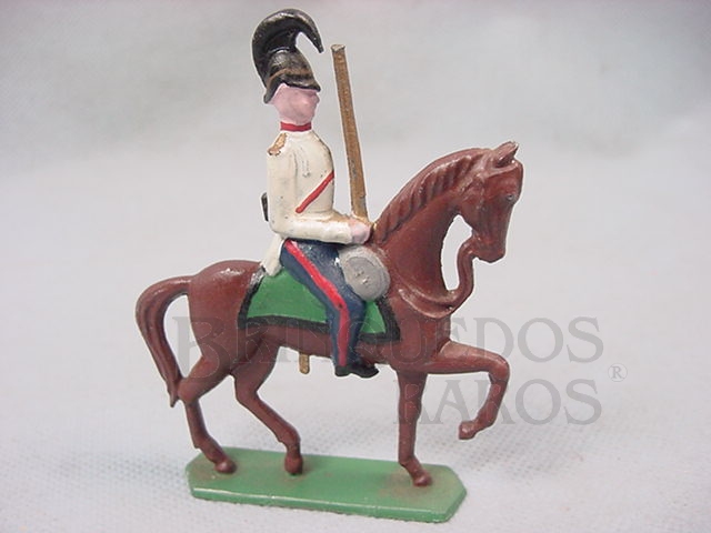 Brinquedo antigo Soldado a cavalo com espada 9,00 cm de altura Semi - Flat forma Schneider