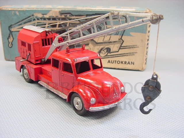 Brinquedo antigo Caminhão Magirus Deutz guindaste Autokran Década de 1960