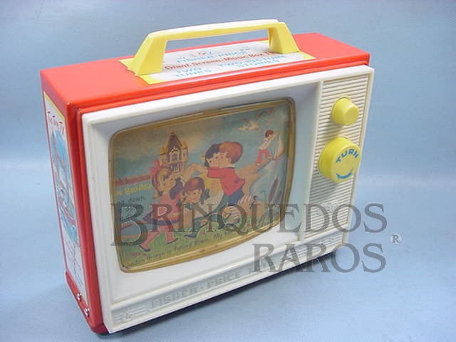 Brinquedo antigo Caixa de Música Music Box TV Com as Melodias London Bridge e Row Row Row Your Boat Década de 1960