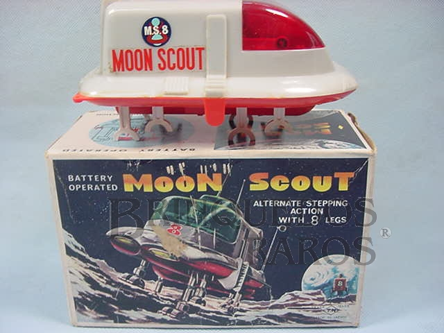 Brinquedo antigo Veículo Lunar M.S.8 Moon Scout com 17,00 cm de comprimento Movimento através de oito patas Década de 1970