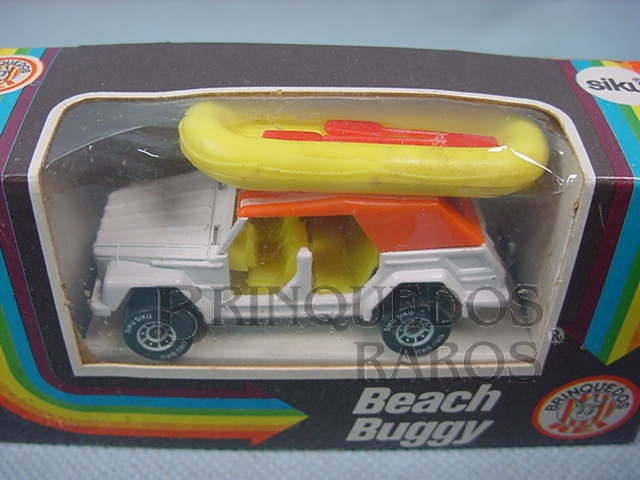 Brinquedo antigo Beach Buggy completo com bote e remos Brasilianische Siku Alfema Década de 1980