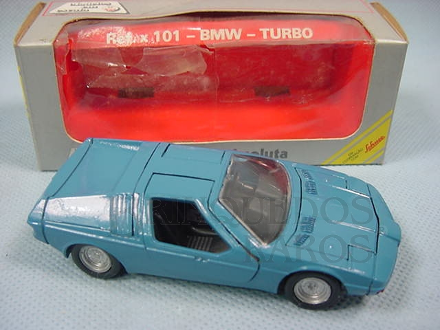 Brinquedo antigo BMW Turbo azul Brasilianische Schuco Rei