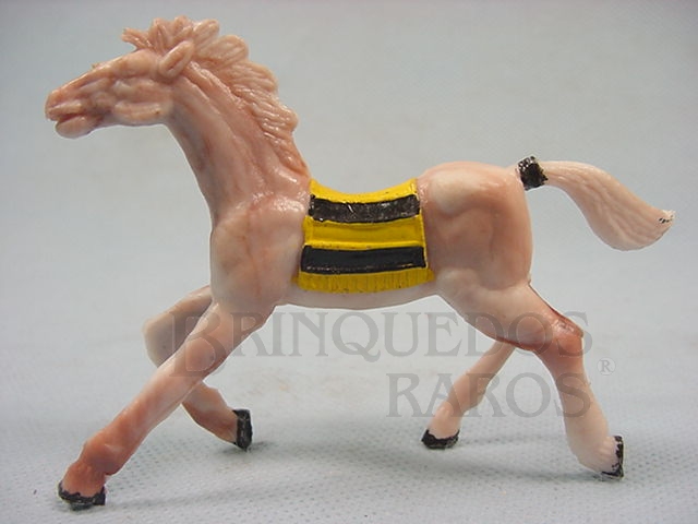Brinquedo antigo Cavalo índio marrom claro malhado de plástico marmorizado