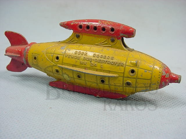 Brinquedo antigo Nave Espacial Venus Duo-Destroyer amarela com 12,00 cm de comprimento Buck Rogers 25th Century Rocket Ships Ano 1937