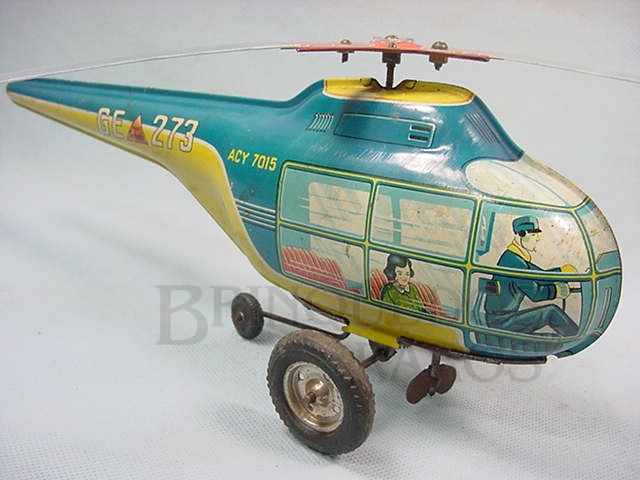 Brinquedo antigo Helicóptero com 34,00 cm de comprimento Made in US Zone Década de 1950