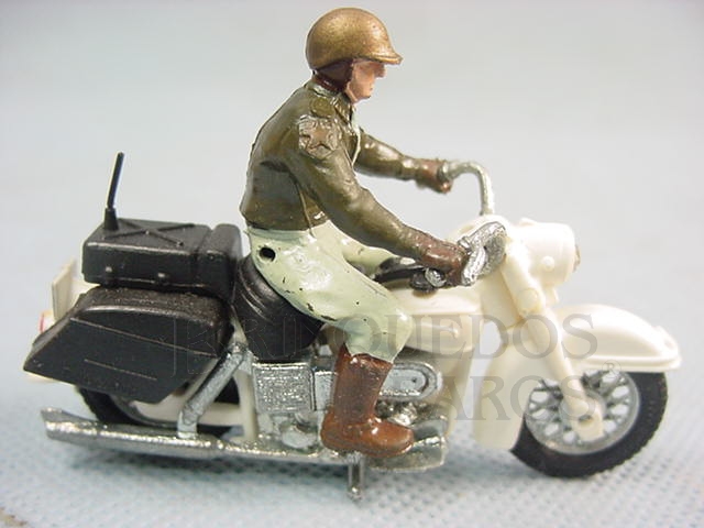 Brinquedo antigo Motocicleta Harley Davidson U.S. Sheriff com motociclista Década de 1970