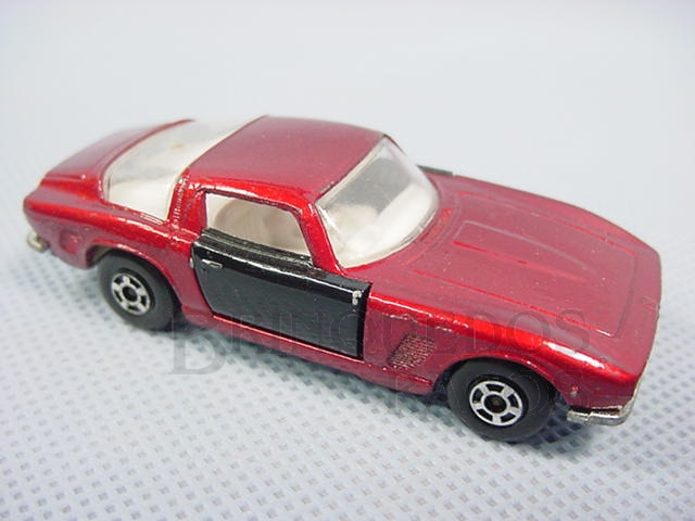 Brinquedo antigo Iso Grifo vermelho metálico com portas pretas Superfast Brazilian Matchbox Inbrima Década de 1970
