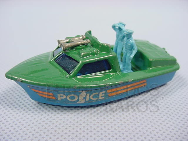 Brinquedo antigo Police Launch Superfast verde Brazilian Matchbox Inbrima 1970