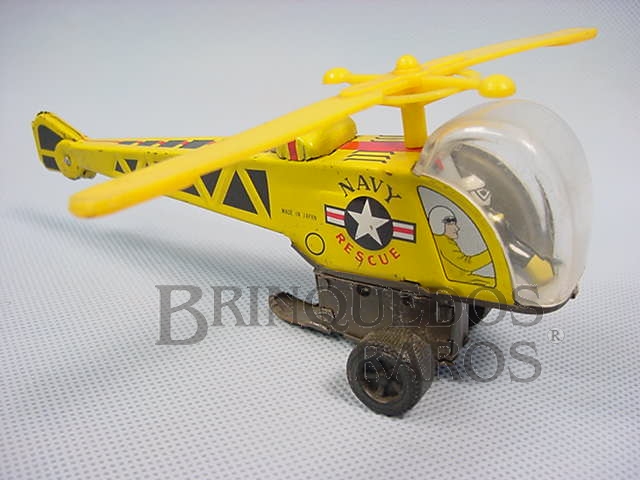 Brinquedo antigo Helicóptero Navy Rescue com 17,00 cm de comprimento Década de 1970