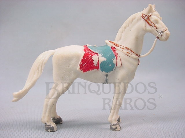 Brinquedo antigo Cavalo de Cowboy branco Séries Planície Selvagem e Independência ou Morte Década de 1970