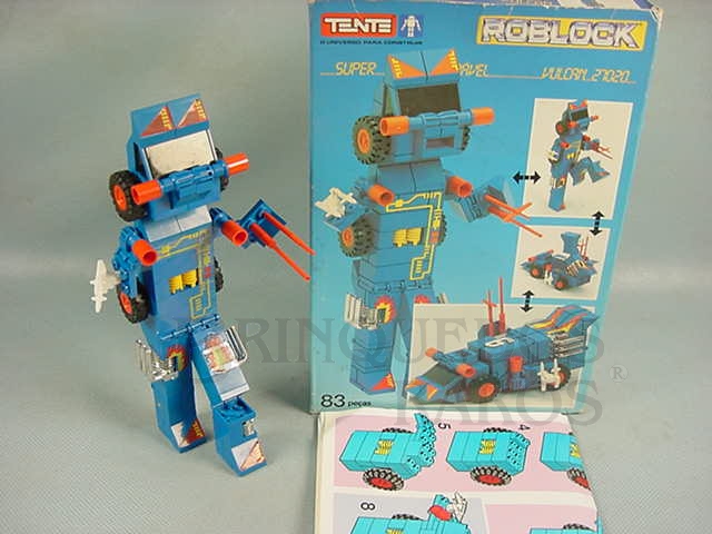 Brinquedo antigo Conjunto de montar Tente Robot Vulcan 27020 Transformer série Roblock Década de 1980