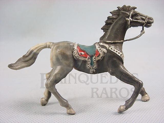 Brinquedo antigo Cavalo de Cowboy cinza malhado de plástico marmorizado