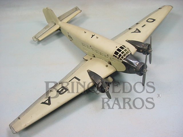 Brinquedo antigo Avião Junkers JU52 com 56,00 cm de envergadura Flugzeugbaukasten Versão com três motores Década de 1930