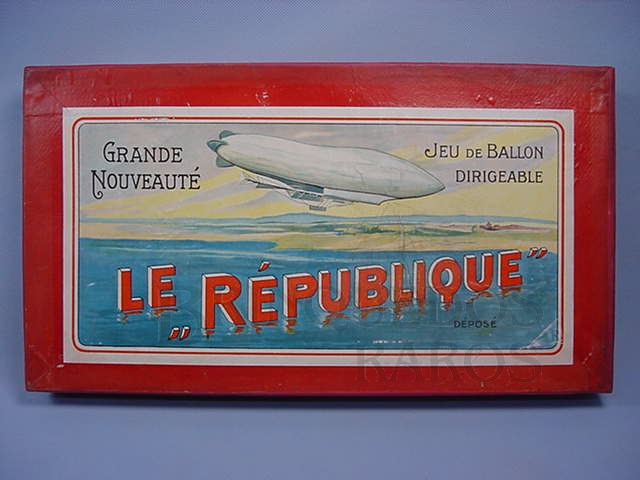 Brinquedo antigo Rótulo da Caixa do Jogo de Roleta Le République fabricado pela Bing na Alemanha na década de 1910 