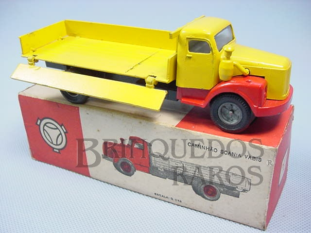 Brinquedo antigo Caminhão Scania Vabis L76 Carroceria com laterais basculante Década de 1970