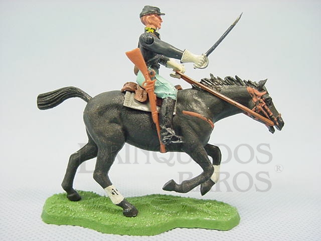 Brinquedo antigo Soldado da União a Cavalo com sabre Década de 1960