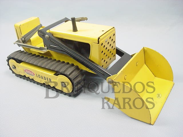 Brinquedo antigo Trator de esteiras com pá carregadeira Tonka Loader 30,00 cm de comprimento Década de 1980