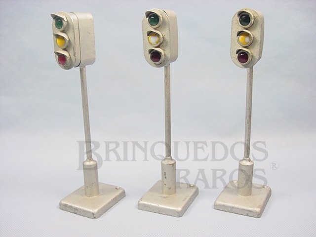Brinquedo antigo Farol de tráfego 20,00 cm de altura com 3 lâmpadas Década de 1930