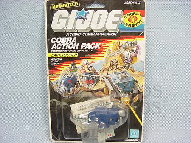 Brinquedo antigo Action Pack Cobra Earth Borer completo lacrado Ano 1987