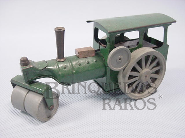 Brinquedo antigo Rolo Compactador com rodas de plástico Steam Roller Minic 13,00 cm de comprimento Década de 1940