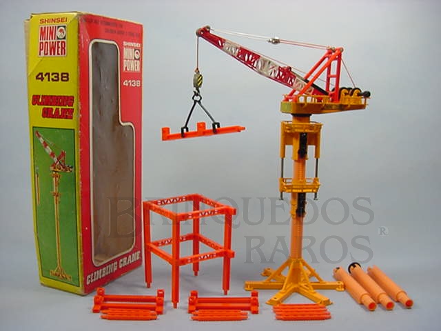 Brinquedo antigo Guindaste de Torre Hitachi com 45,00 cm de altura Série Mini Power Década de 1980