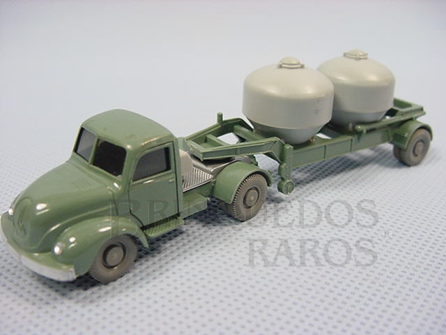 Brinquedo antigo Cavalo Mecânico Magirus Deutz com carreta transporte de produtos químicos