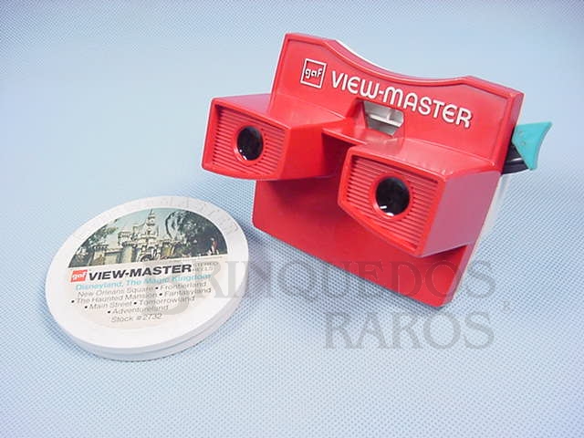 Brinquedo antigo Visor View Master com 5 discos da Disneylândia Walt Disney Década de 1970