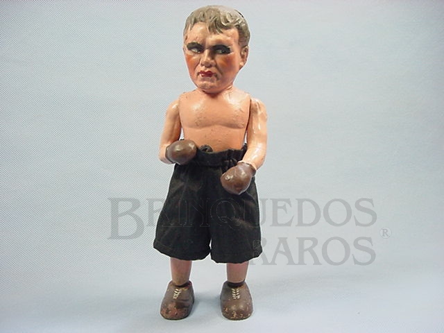 Brinquedo antigo Automato Pugilista com 26,00 cm de altura Estrutura e mecanismo em metal e corpo em Papier Mache década de 1920