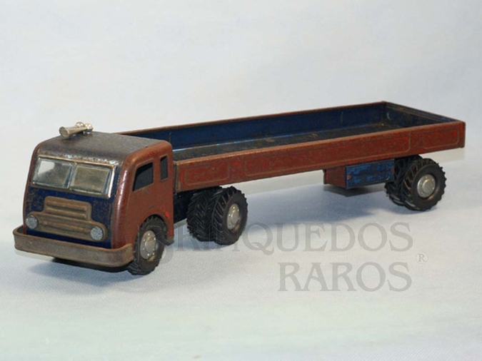 Brinquedo antigo Cavalo Mecânico Alfa Romeo FNM Fenemê com Carreta  30,00 cm de comprimento Década de 1960