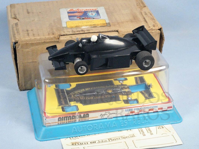 Brinquedo antigo Lotus Renault Fórmula 1 Série Ayrton Senna completa com Caixa Plástica Decais Originais e Sobre Caixa de papelão Década de 1980