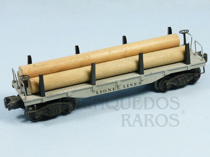Brinquedo antigo Vagão Prancha com Toras 2411 Flat Car with Logs Ano 1947