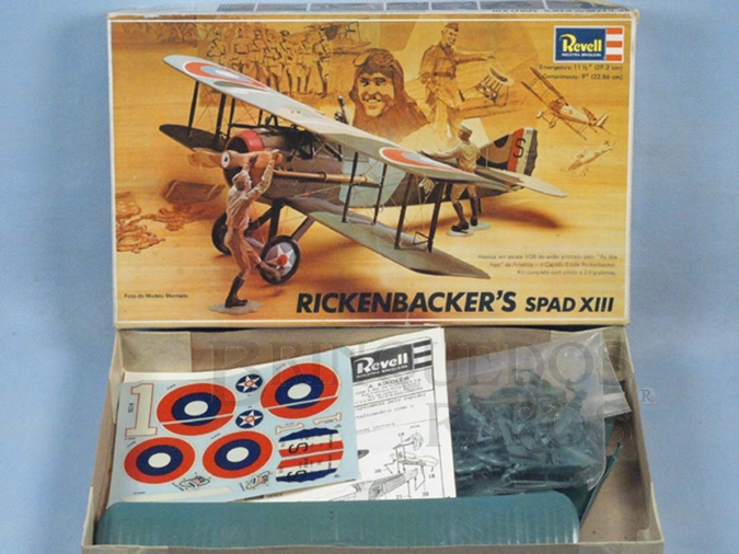 Brinquedo antigo Avião Spad XIII Rickenbackers caixa mole Completo Década de 1970