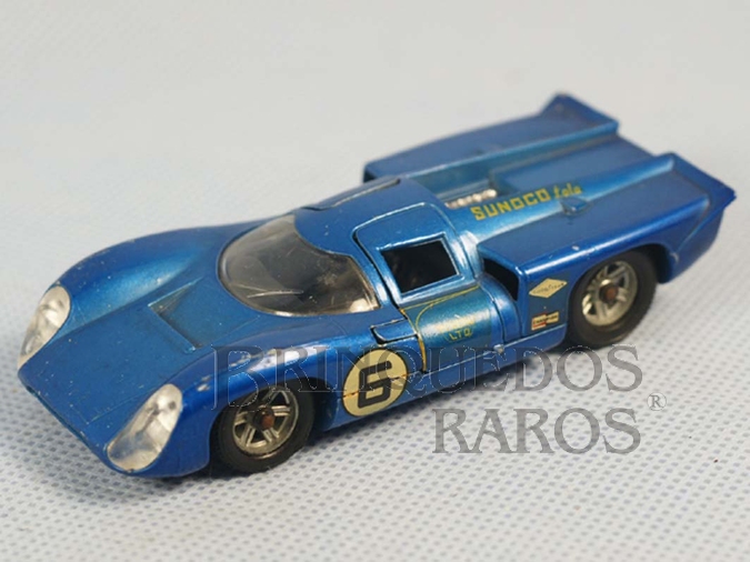 Brinquedo antigo Lola T70 MK3B azul metálico Datada 1/70
