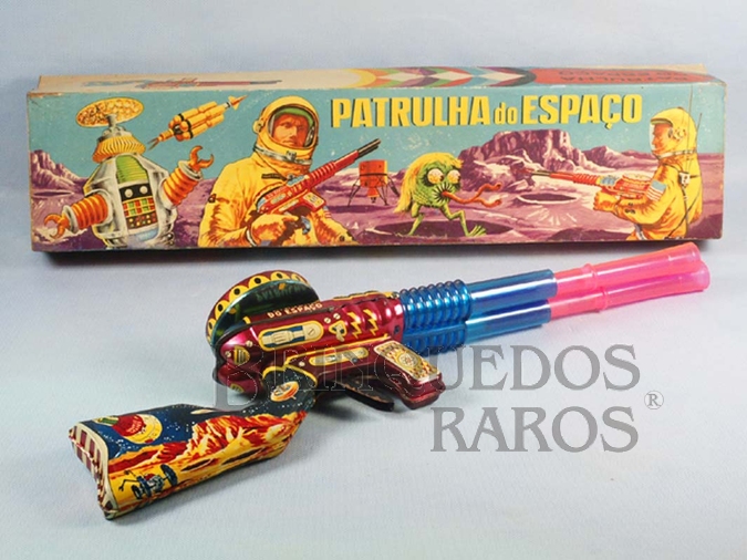 Brinquedo antigo Metralhadora Espacial Patrulha do Espaço com 53,00 cm de comprimento Datado 06-03-1969