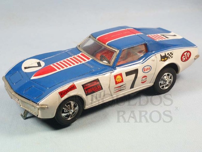 Brinquedo antigo Corvette Sting Ray 1974 Nascar com 26,00 cm de comprimento Azul Década de 1970