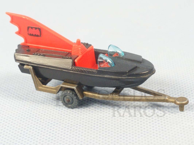 Brinquedo antigo Lancha do Batman Batlancha Batboat and Trailer Husky Ano 1966