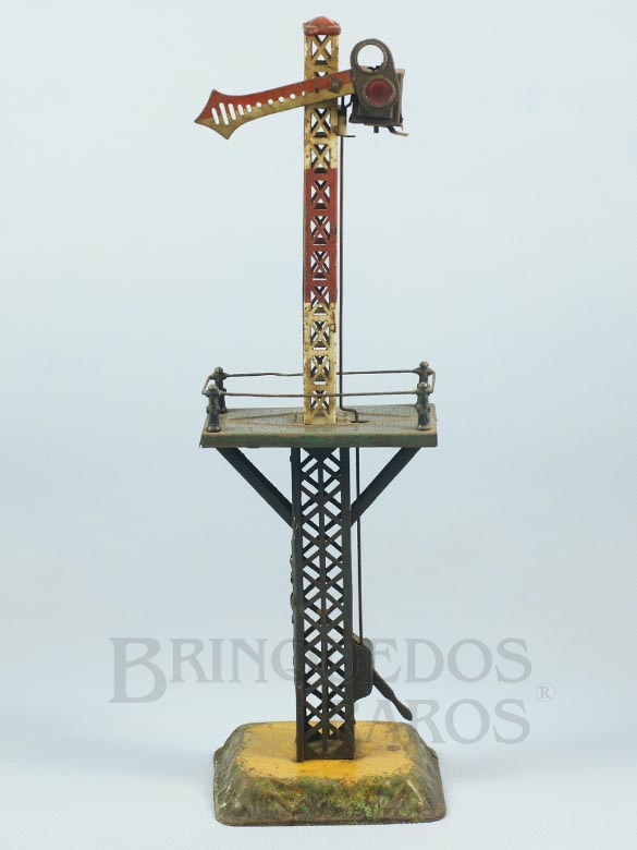 Brinquedo antigo Sinaleiro de linha com 41,00 cm de altura Acionamento por alavanca Bitola 1 Década de 1920
