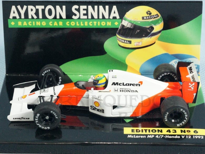 McLaren MP4/7-Honda V12 1992 ミニカー Brinquedos Raros - McLaren Honda MP4/7 V12 Piloto Ayrton Senna Ano