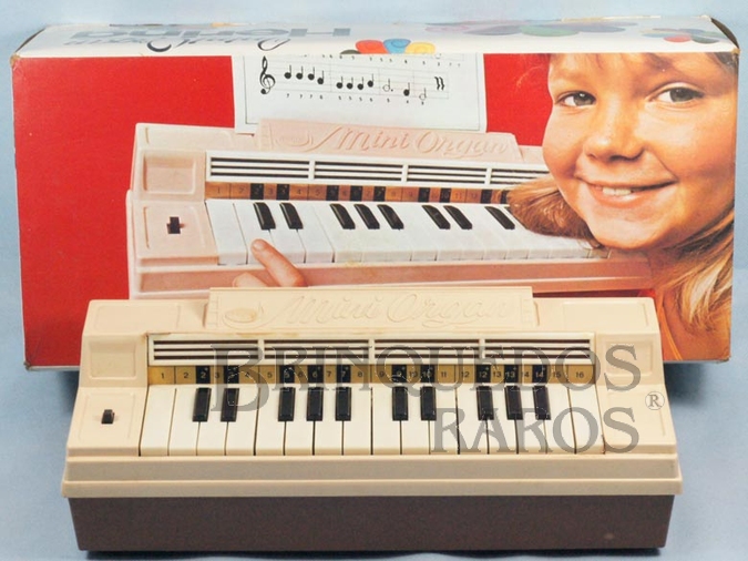 Brinquedo antigo Orgão Mini Organ com 26 Teclas Década de 1980
