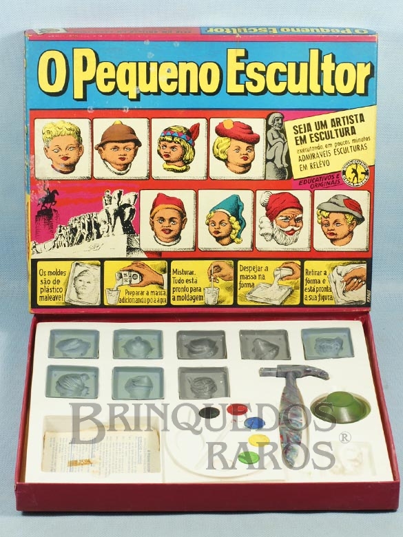 Brinquedo antigo Conjunto O Pequeno Escultor completo Caixa assinada Kraus Década de 1960