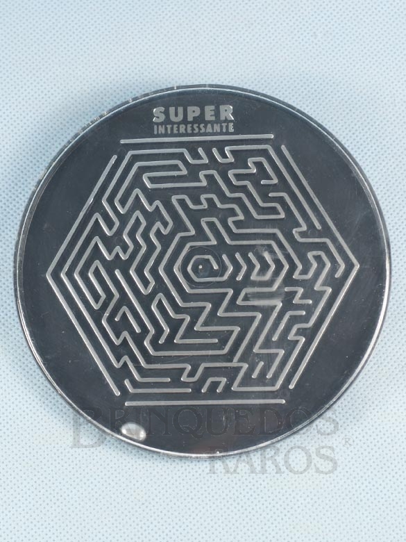 Brinquedo antigo Jogo Labirinto com bolinha de Mercúrio Brinde da Revista Super Interessante Década de 1980