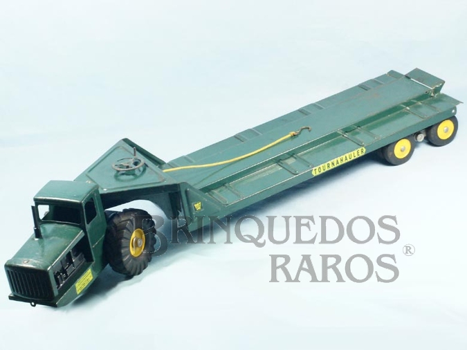 Brinquedo antigo Cavalo Mecânico Tournahauler Westinghouse e Carreta Prancha com guincho 76,00 cm de comprimento Década de 1950