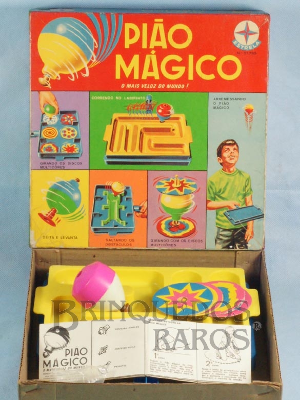 Brinquedo antigo Jogo Pião Mágico Caixa datada 1971