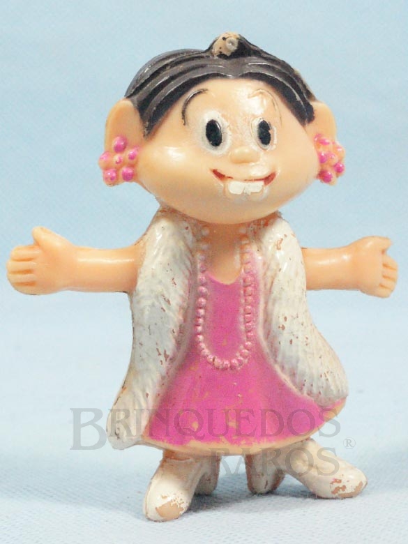 Brinquedo antigo Mônica de vestido de gala com 9,00 cm de altura Maurício de Sousa Década de 1970