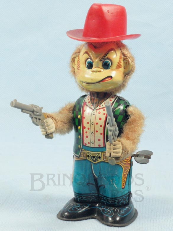 Brinquedo antigo Macaco Cowboy com 18,00 Cm de altura Década de 1960