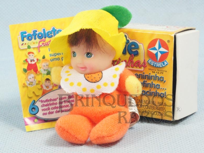 Brinquedo antigo Fofolete Laranja Série Frutinhas 8,00 Cm de altura Olhos pintados Ano 2000