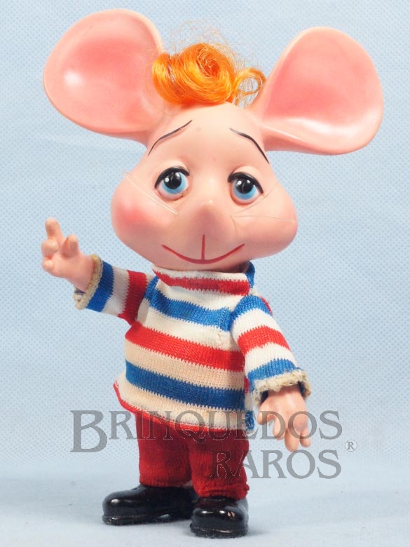 Brinquedo antigo Boneco Topo Gigio com 18,00 Cm de altura Roupa de Tecido Primeira Série com bigodes Ano 1970