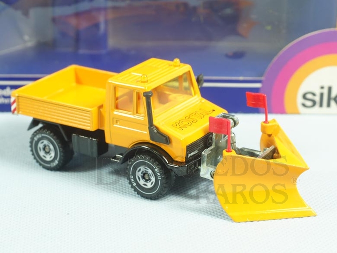 Brinquedo antigo Mercedes Benz Unimog U1500 Snow Plough com 19,00 cm de comprimento Década de 1980