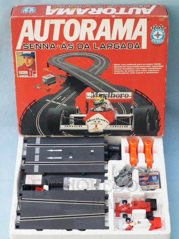 Brinquedo antigo Conjunto de Autorama Senna-Ás da Largada Ayrton Senna Completo com dois carros Perfeito estado Ano 1992