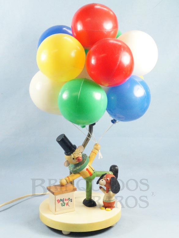 Brinquedo antigo Abajour infantil com duas lâmpadas 45,00 cm de altura de madeira e plástico assoprado Década de 1970